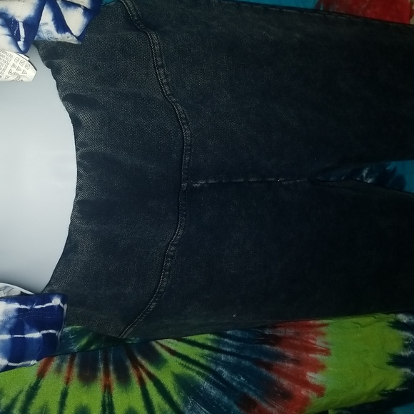 Earthbound Trading Co Flower Child Blue Flare Pants Sz S - Picture 5 of 8